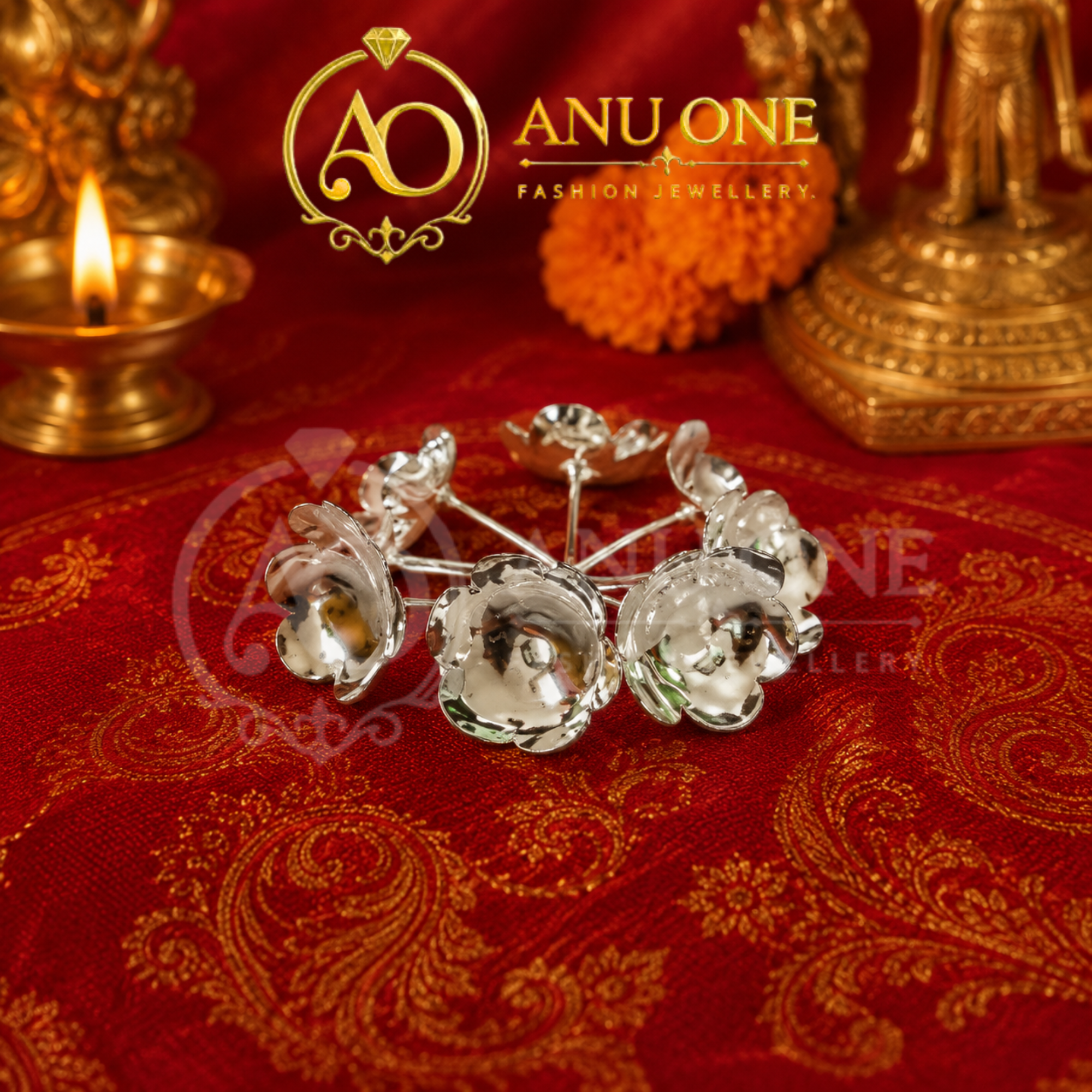German Silver 108 Pooja Flowers - Image 3