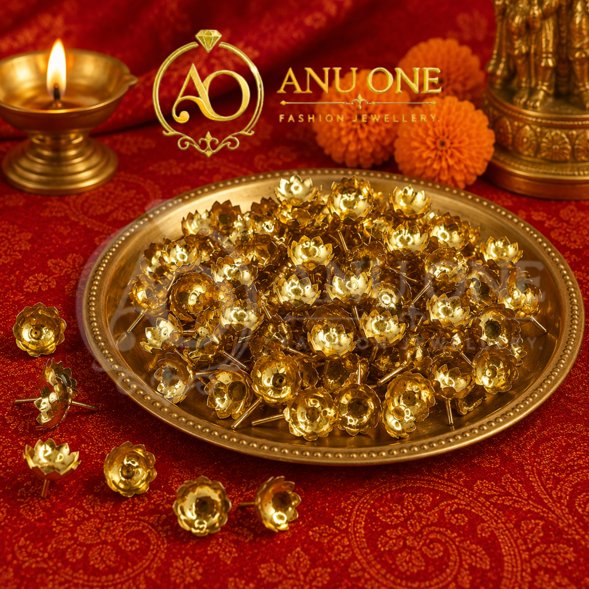 108 Gold Plated Pooja Flowers - Image 2