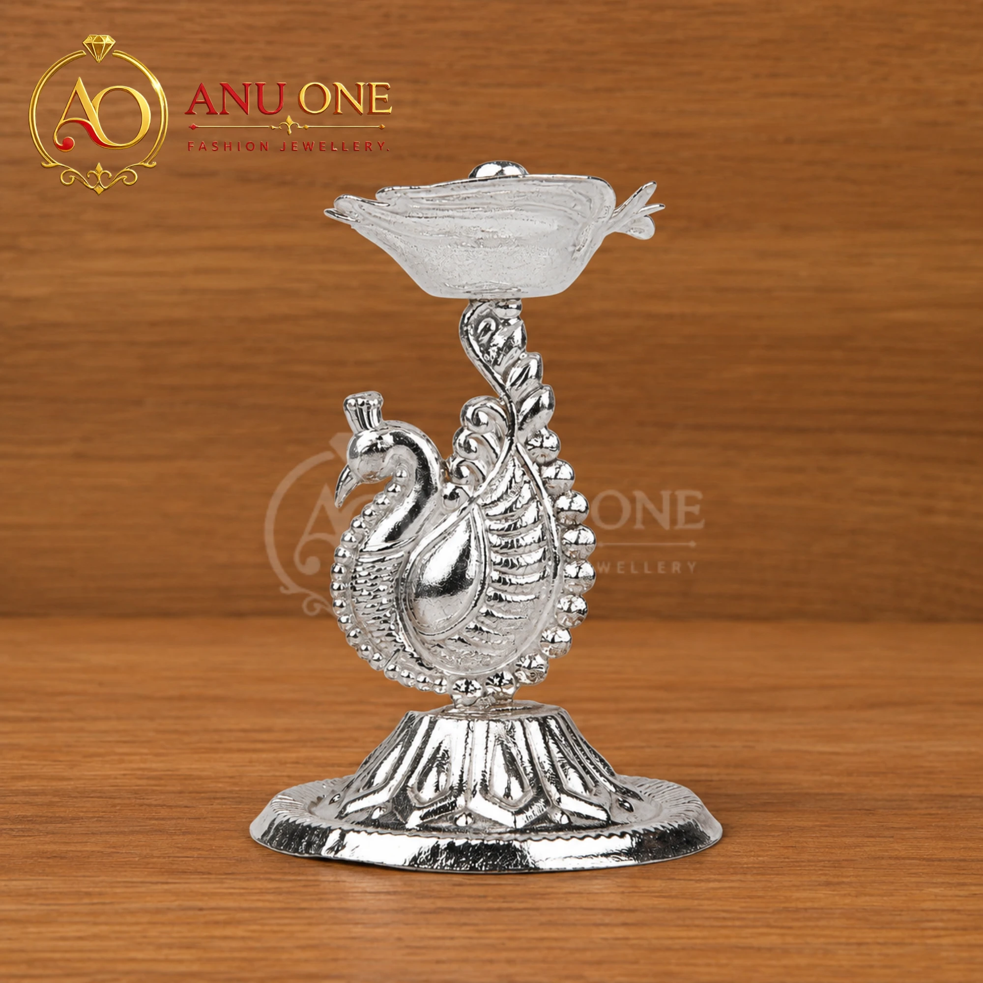 German Silver Peacock Diya - Image 2