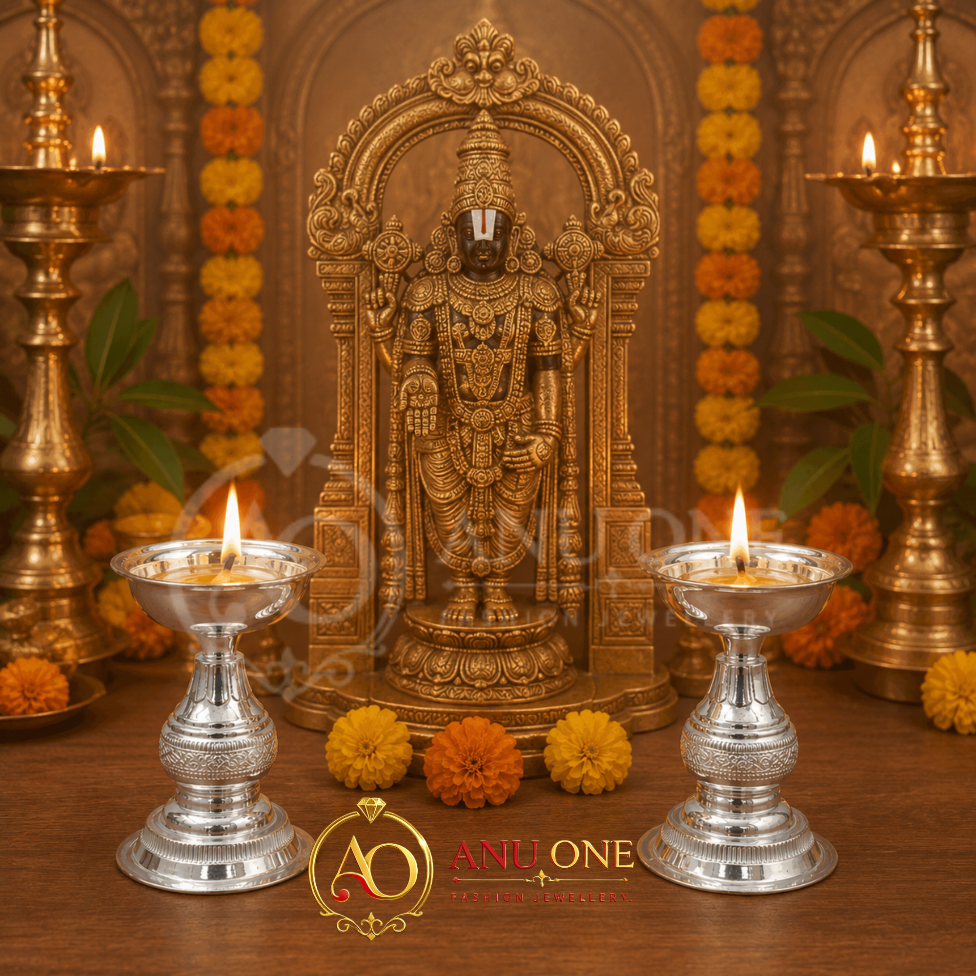 German Silver Deepam Stand (Set of 2) - Image 2