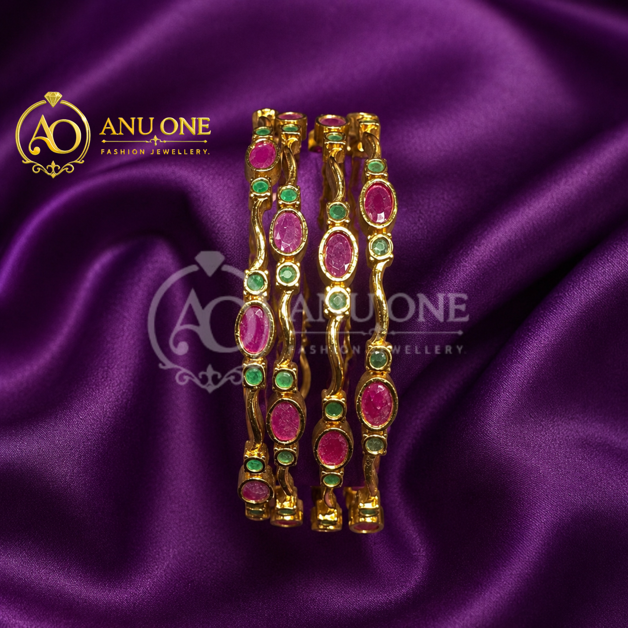 Ruby & Emerald Designer Bangles