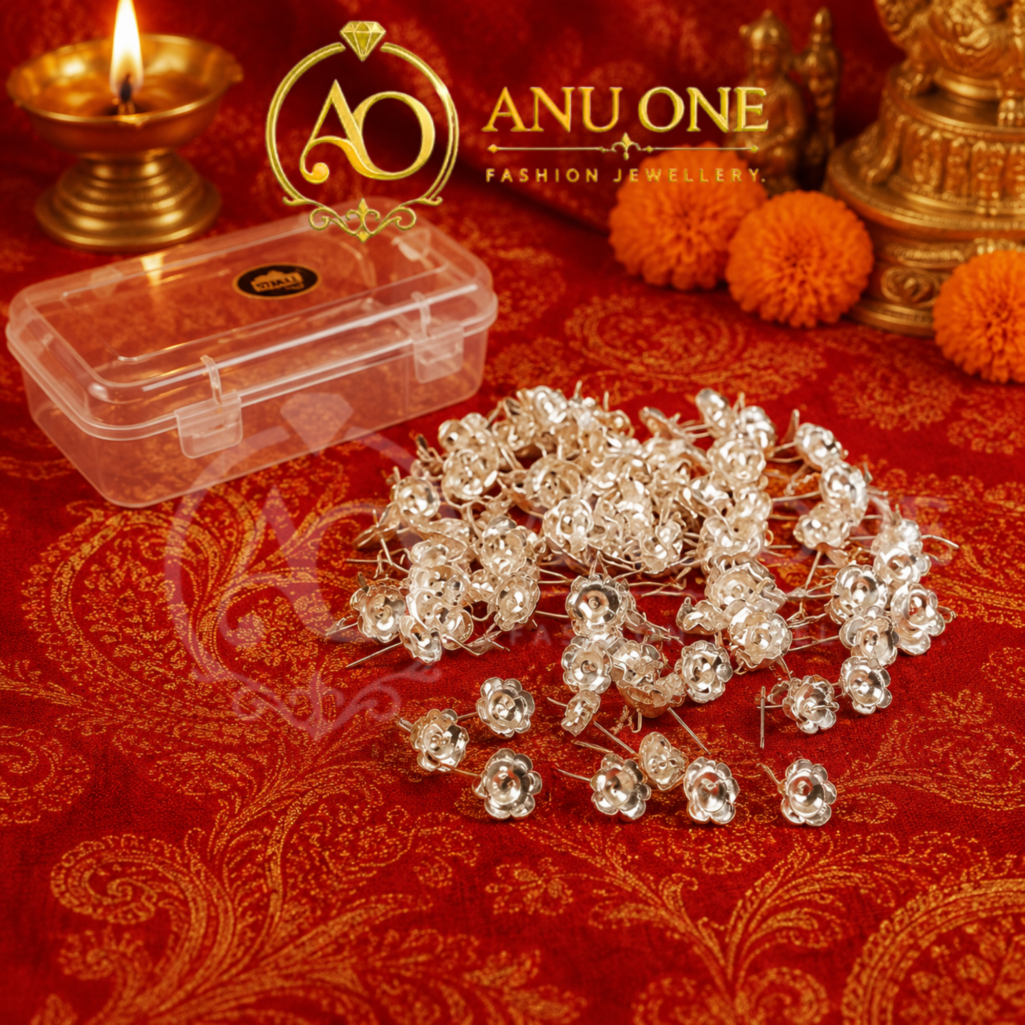 German Silver 108 Pooja Flowers - Image 2