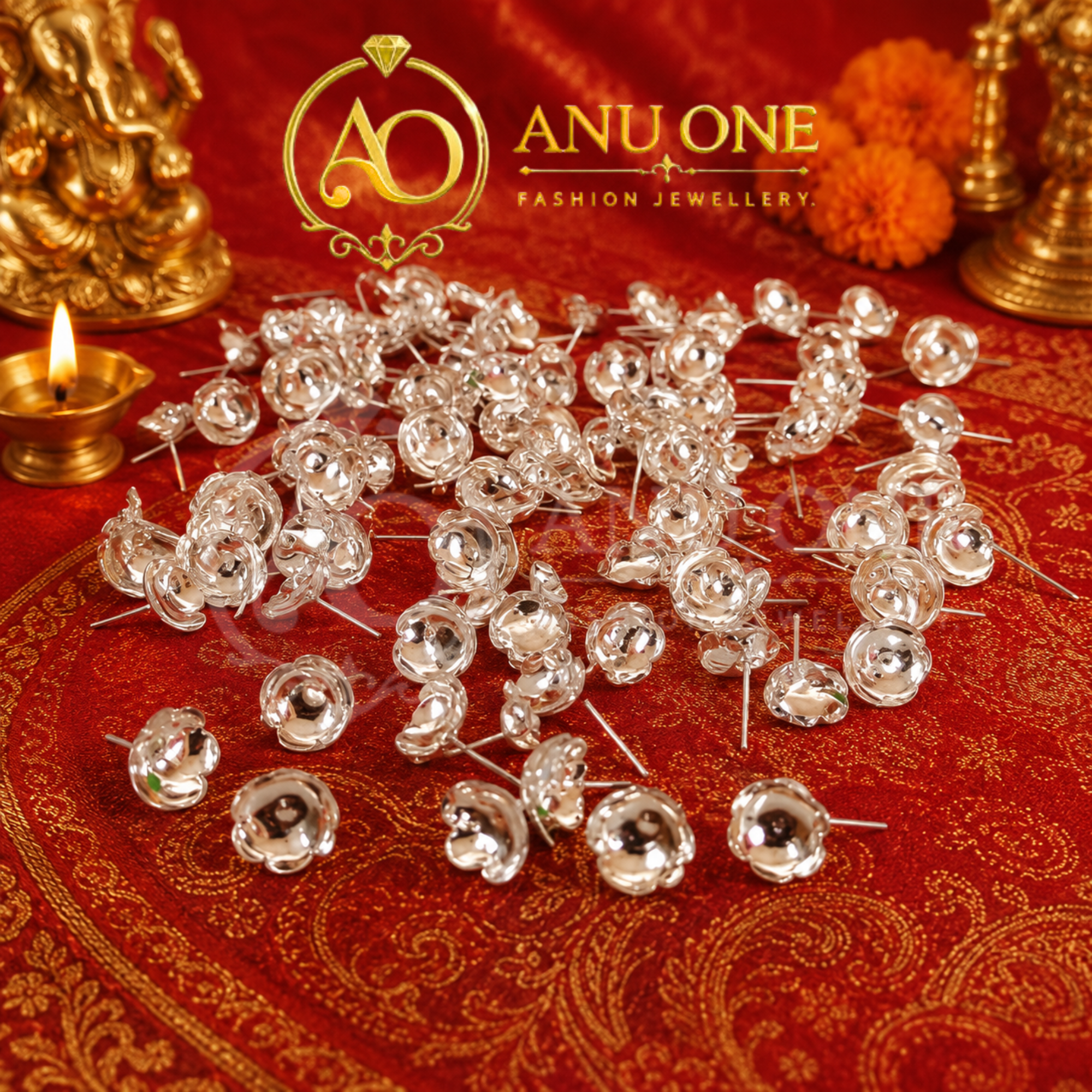 German Silver 108 Pooja Flowers