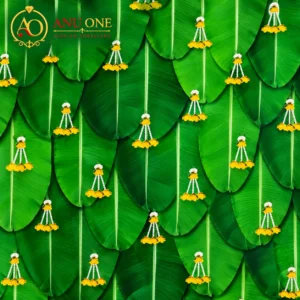 Banana Leaf Backdrop with Traditional Marigold Floral Hangings
