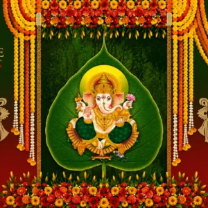 Lord Ganesha Traditional Floral Backdrop