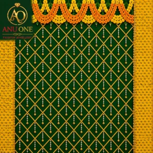 Emerald Green Marigold & Pearl Traditional Backdrop