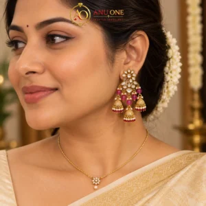 Kundan Floral Jhumka Earrings