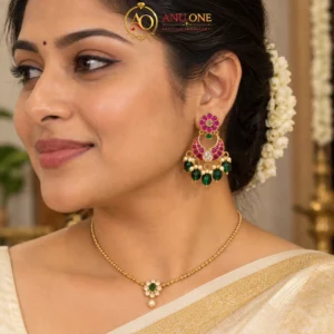 Jadau Kundan Chandbali Earrings