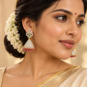 CZ Rhodium Earrings