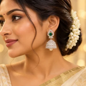 CZ Rhodium Earrings