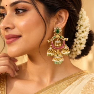 Jadau Kundan Chandbali  Earrings