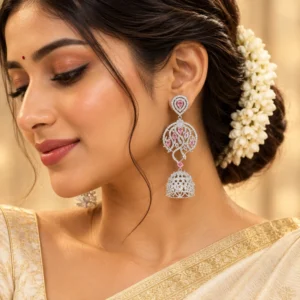 CZ Rhodium Earrings