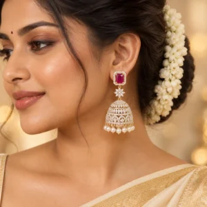 CZ Rhodium Earrings