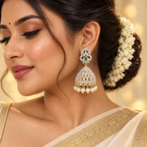 CZ Rhodium Earrings