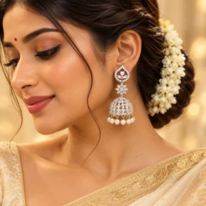 CZ Rhodium Earrings