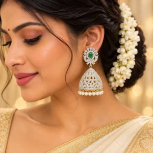 CZ Rhodium Earrings