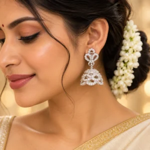 CZ Rhodium Earrings